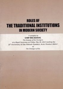 The Roles of the Traditional Institution in Modern Society